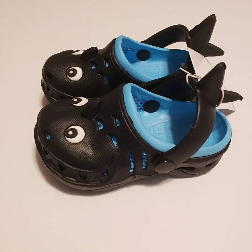 3 For $15 Toddler Boy's Black Shark Clogs